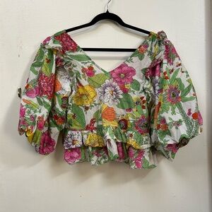 floral puff sleeve top